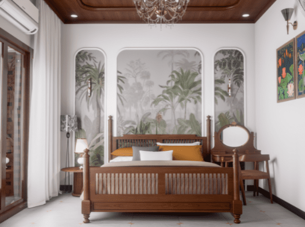 Proposed Interior Design in Bangalore - Master bedroom design with luxurious textures for a 4200 sqft home in Bangalore