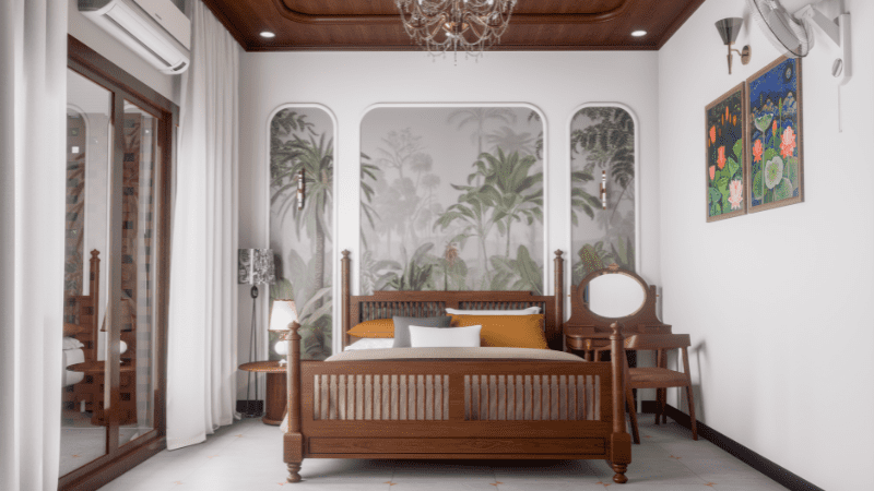 Proposed Interior Design in Bangalore - Master bedroom design with luxurious textures for a 4200 sqft home in Bangalore